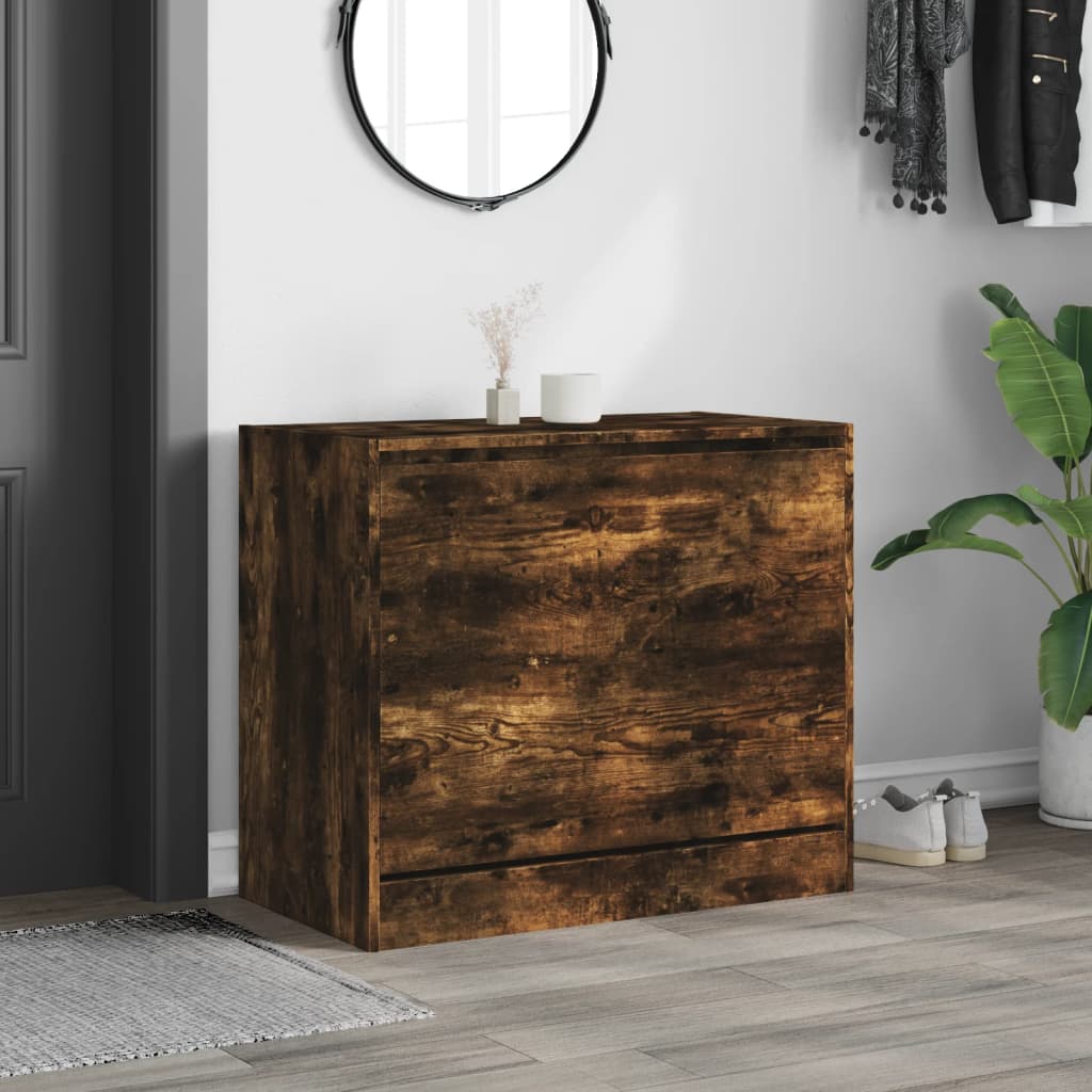 Schoenenkast 80x42x69 cm bewerkt hout gerookt eikenkleurig is nu te koop bij PeponiXL, paradijselijk wonen!