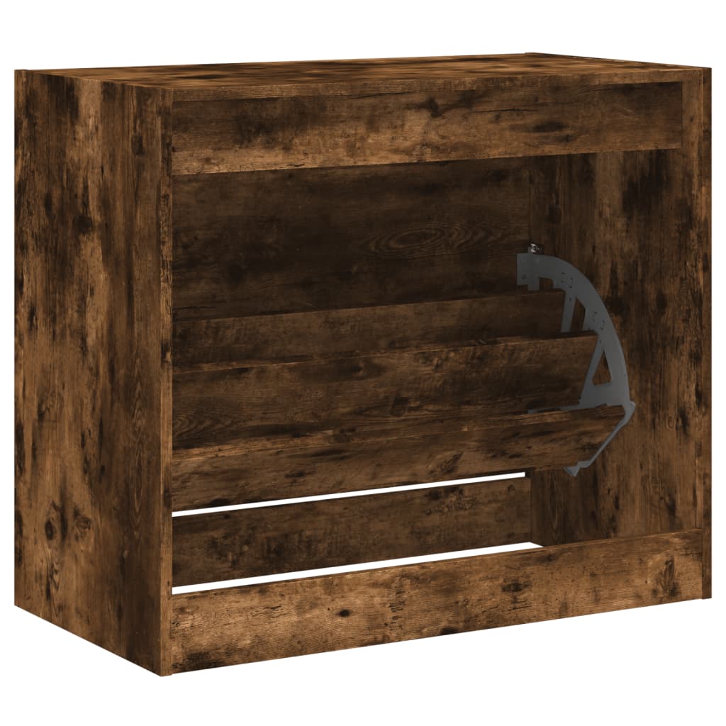 Schoenenkast 80x42x69 cm bewerkt hout gerookt eikenkleurig is nu te koop bij PeponiXL, paradijselijk wonen!