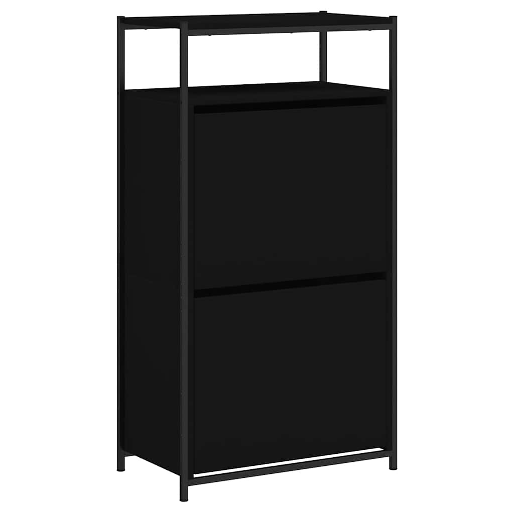 Schoenenkast 60x34x112 cm bewerkt hout zwart is nu te koop bij PeponiXL, paradijselijk wonen!