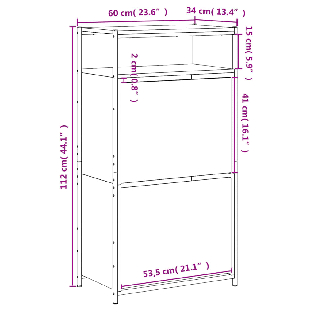 Schoenenkast 60x34x112 cm bewerkt hout zwart is nu te koop bij PeponiXL, paradijselijk wonen!