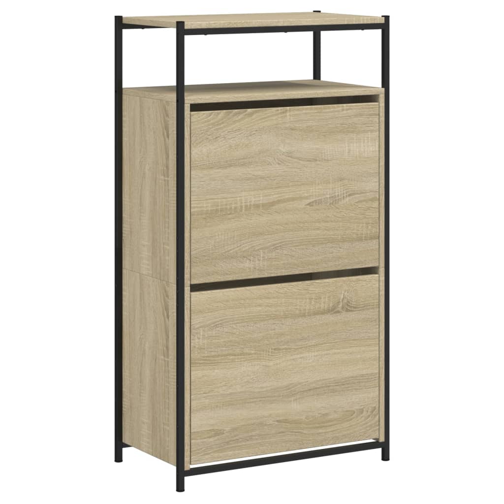 Schoenenkast 60x34x112 cm bewerkt hout sonoma eikenkleurig is nu te koop bij PeponiXL, paradijselijk wonen!