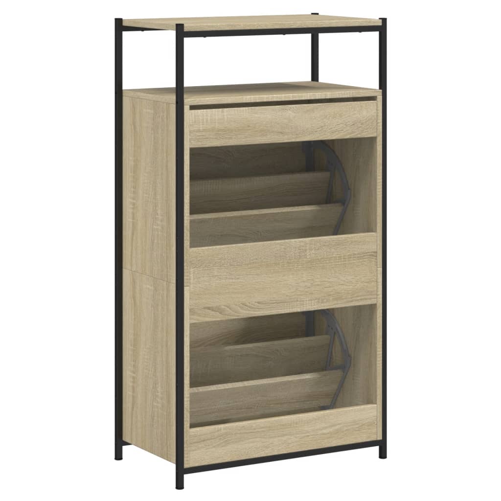 Schoenenkast 60x34x112 cm bewerkt hout sonoma eikenkleurig is nu te koop bij PeponiXL, paradijselijk wonen!