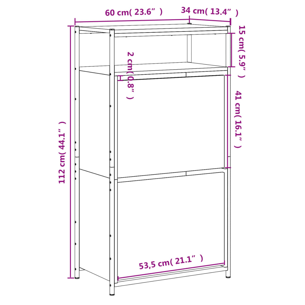 Schoenenkast 60x34x112 cm bewerkt hout sonoma eikenkleurig is nu te koop bij PeponiXL, paradijselijk wonen!