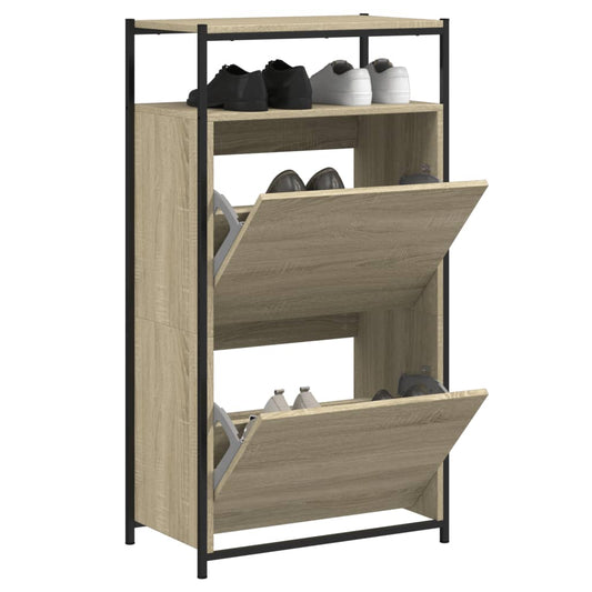 Schoenenkast 60x34x112 cm bewerkt hout sonoma eikenkleurig is nu te koop bij PeponiXL, paradijselijk wonen!
