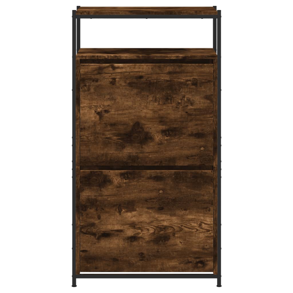 Schoenenkast 60x34x112 cm bewerkt hout gerookt eikenkleurig is nu te koop bij PeponiXL, paradijselijk wonen!