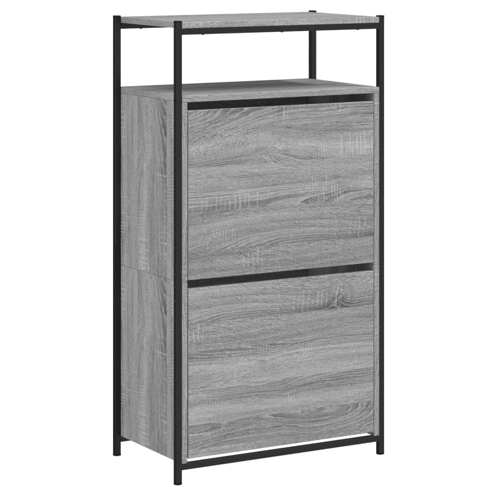 Schoenenkast 60x34x112 cm bewerkt hout grijs sonoma eikenkleur is nu te koop bij PeponiXL, paradijselijk wonen!