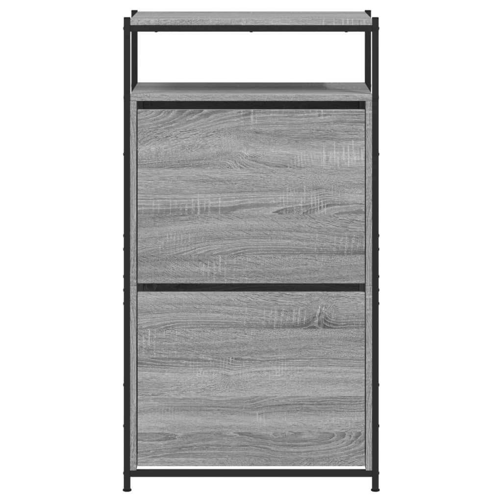 Schoenenkast 60x34x112 cm bewerkt hout grijs sonoma eikenkleur is nu te koop bij PeponiXL, paradijselijk wonen!