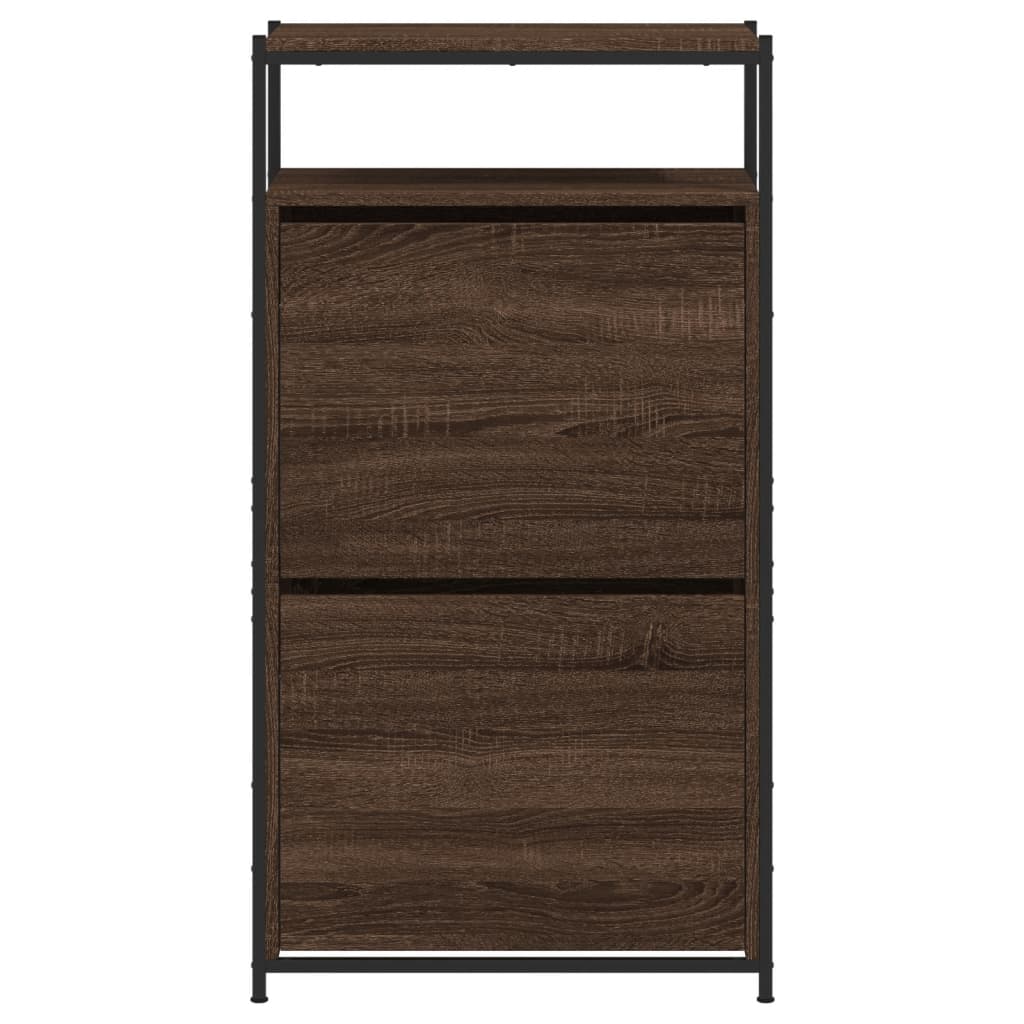 Schoenenkast 60x34x112 cm bewerkt hout bruin eikenkleur is nu te koop bij PeponiXL, paradijselijk wonen!