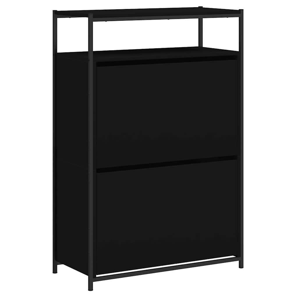 Schoenenkast 75x34x112 cm bewerkt hout zwart is nu te koop bij PeponiXL, paradijselijk wonen!
