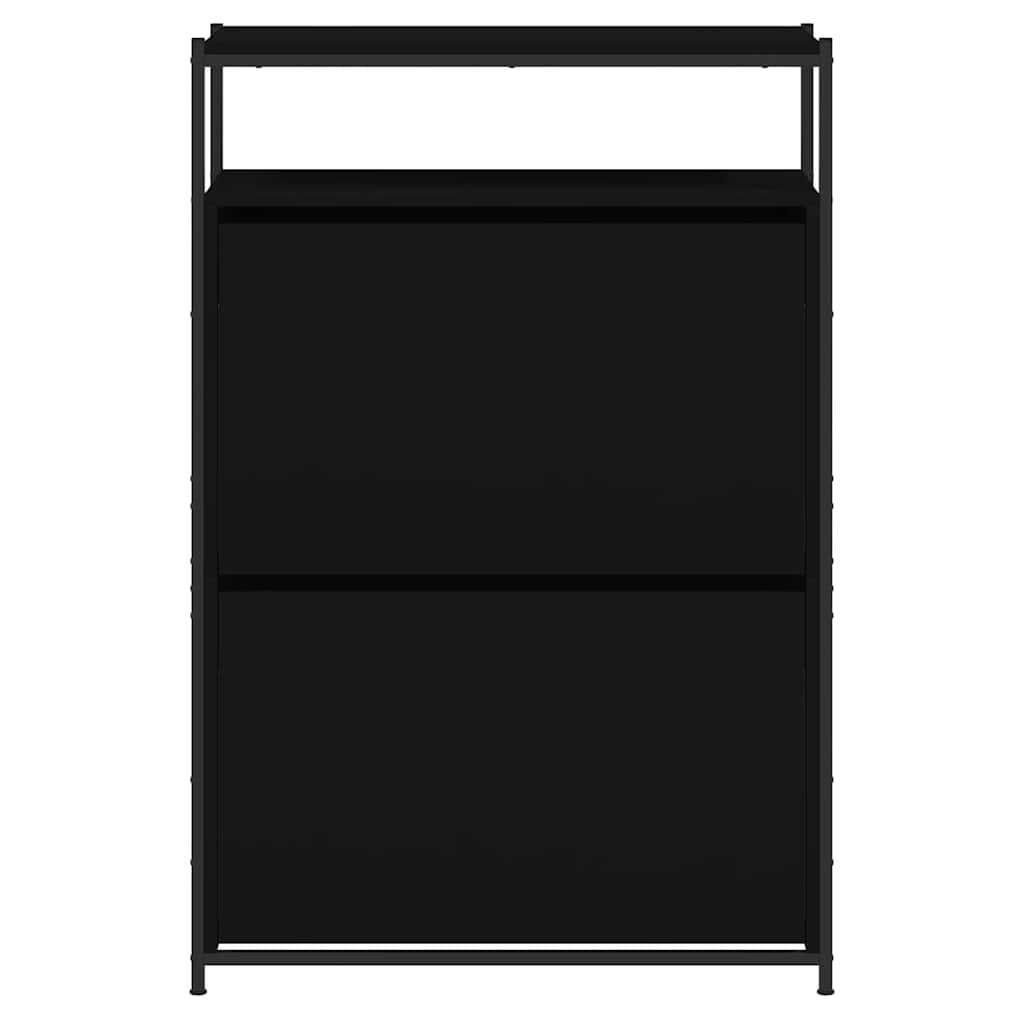 Schoenenkast 75x34x112 cm bewerkt hout zwart is nu te koop bij PeponiXL, paradijselijk wonen!