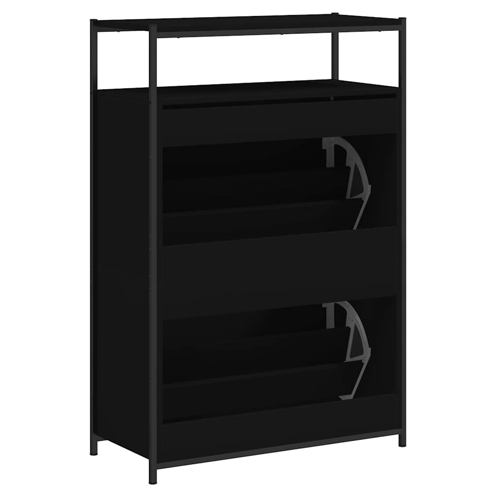 Schoenenkast 75x34x112 cm bewerkt hout zwart is nu te koop bij PeponiXL, paradijselijk wonen!