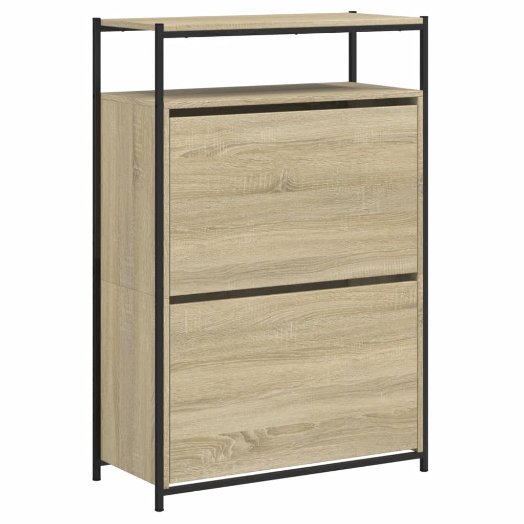 Schoenenkast 75x34x112 cm bewerkt hout sonoma eikenkleurig is nu te koop bij PeponiXL, paradijselijk wonen!