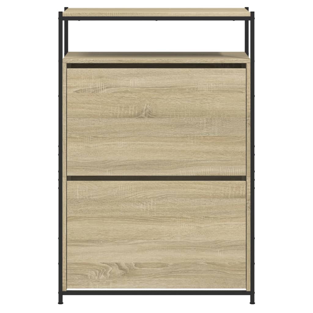 Schoenenkast 75x34x112 cm bewerkt hout sonoma eikenkleurig is nu te koop bij PeponiXL, paradijselijk wonen!