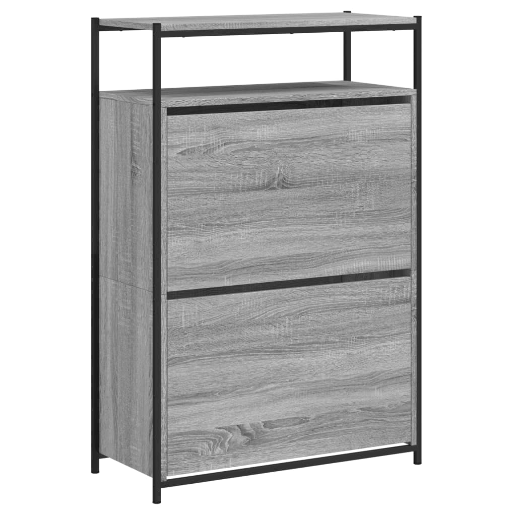 Schoenenkast 75x34x112 cm bewerkt hout grijs sonoma eikenkleur is nu te koop bij PeponiXL, paradijselijk wonen!