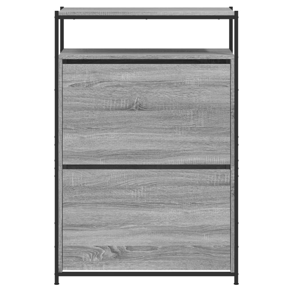 Schoenenkast 75x34x112 cm bewerkt hout grijs sonoma eikenkleur is nu te koop bij PeponiXL, paradijselijk wonen!