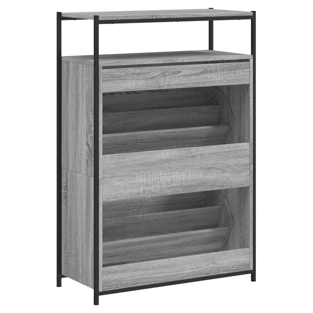 Schoenenkast 75x34x112 cm bewerkt hout grijs sonoma eikenkleur is nu te koop bij PeponiXL, paradijselijk wonen!