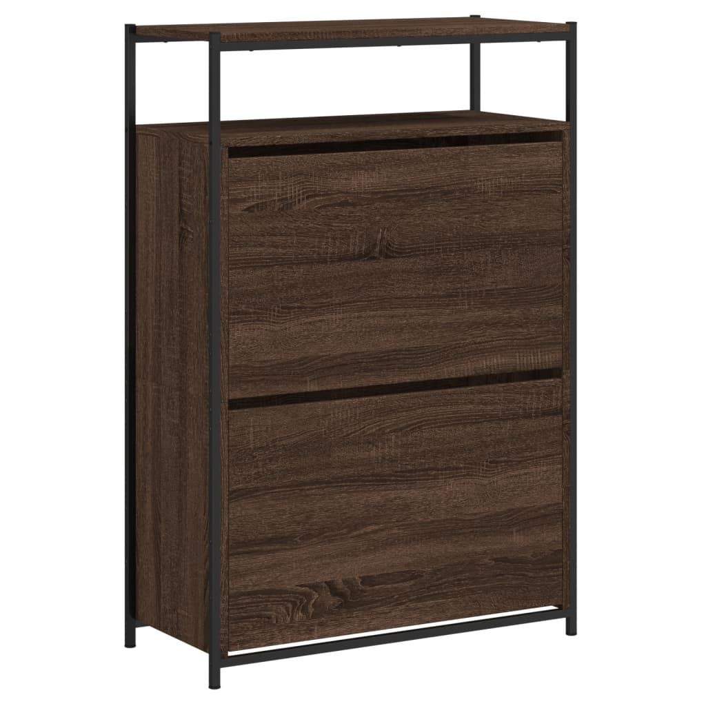 Schoenenkast 75x34x112 cm bewerkt hout bruin eikenkleur is nu te koop bij PeponiXL, paradijselijk wonen!