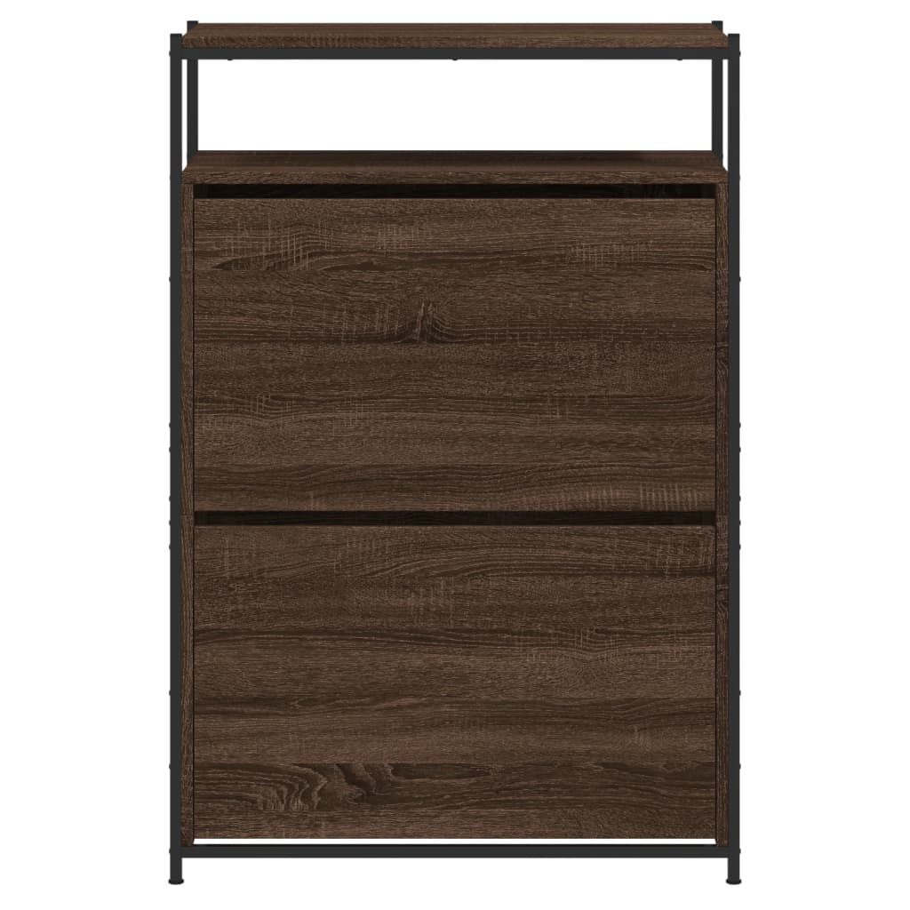 Schoenenkast 75x34x112 cm bewerkt hout bruin eikenkleur is nu te koop bij PeponiXL, paradijselijk wonen!