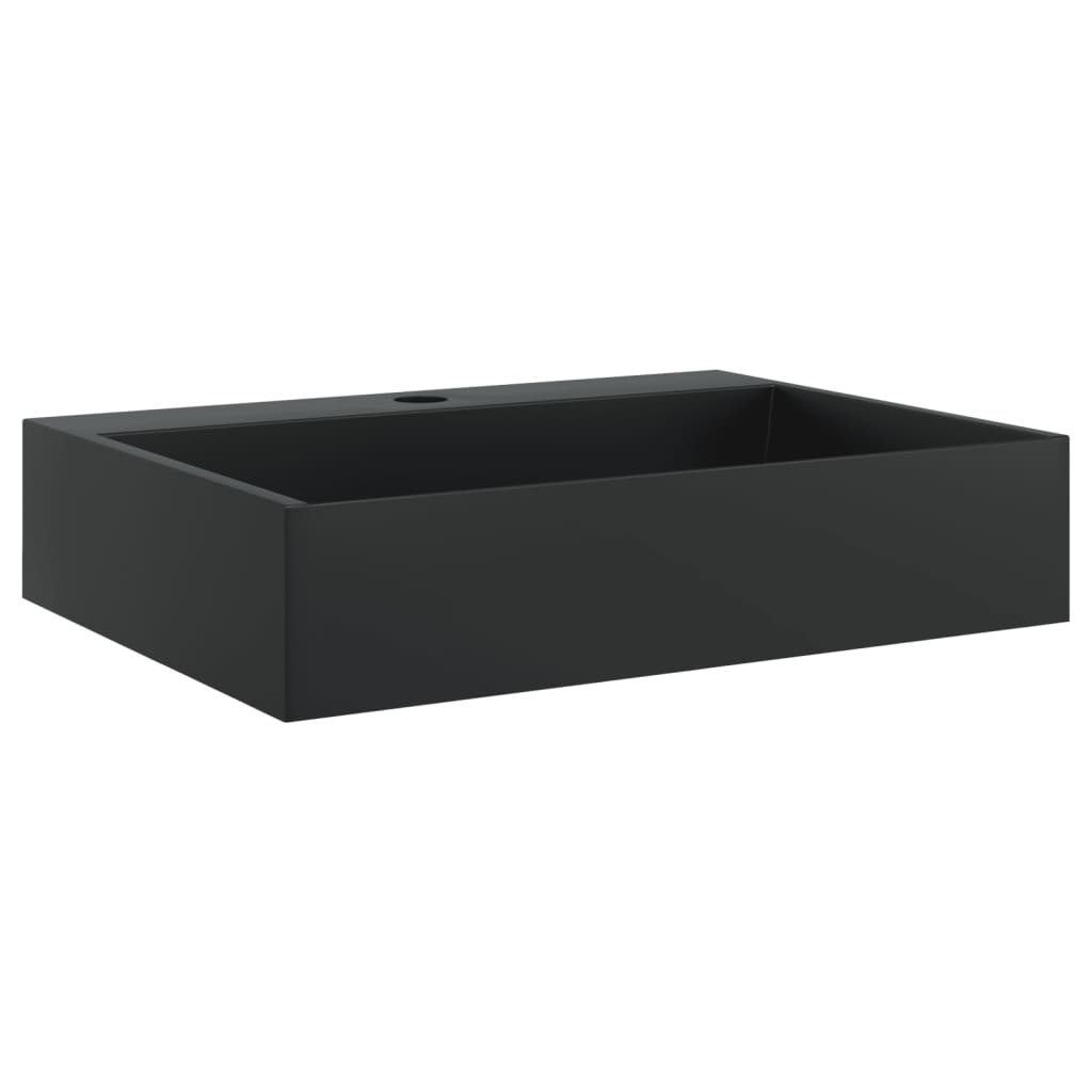 Wastafel 50x38x11 cm gegoten mineraal/marmer matzwart is nu te koop bij PeponiXL, paradijselijk wonen!