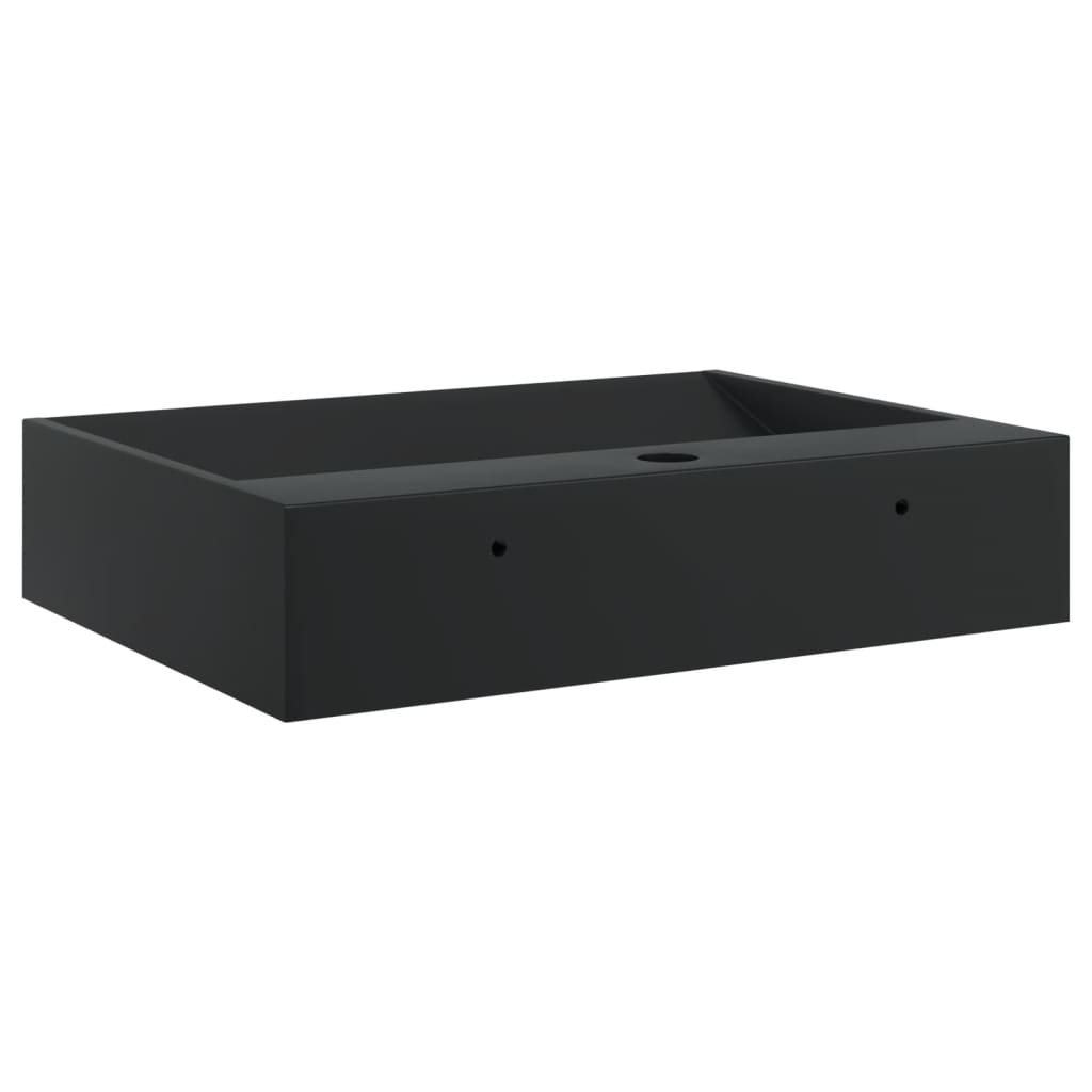 Wastafel 50x38x11 cm gegoten mineraal/marmer matzwart is nu te koop bij PeponiXL, paradijselijk wonen!