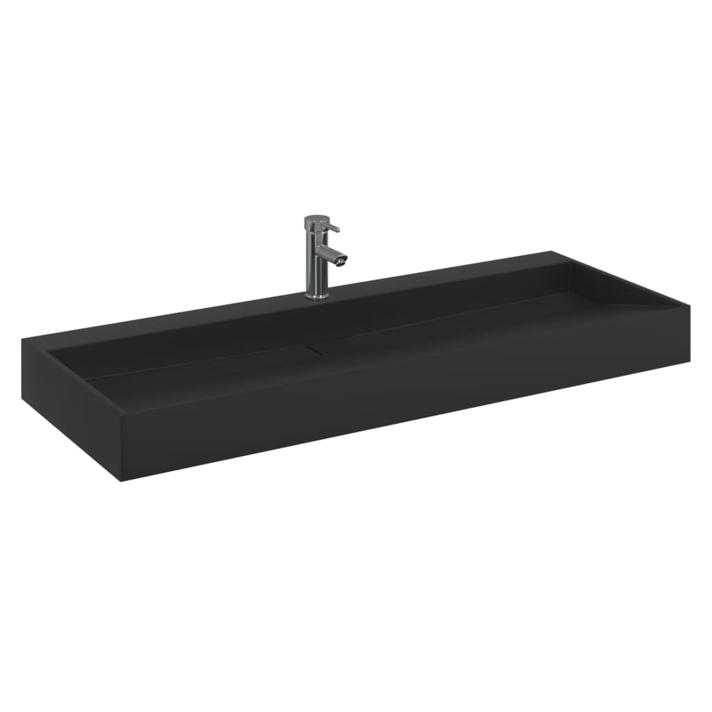 Wastafel 120x46x11 cm gegoten mineraal/marmer matzwart is nu te koop bij PeponiXL, paradijselijk wonen!