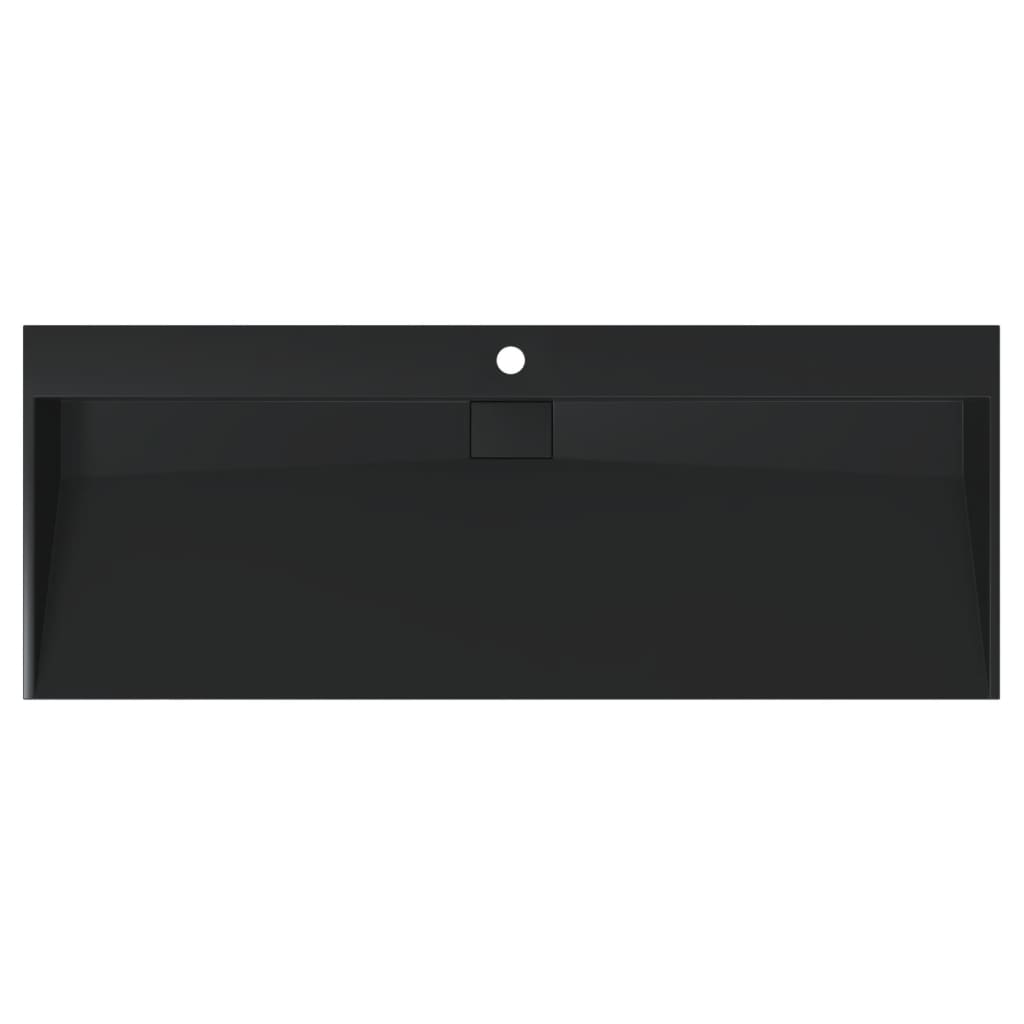 Wastafel 120x46x11 cm gegoten mineraal/marmer matzwart is nu te koop bij PeponiXL, paradijselijk wonen!