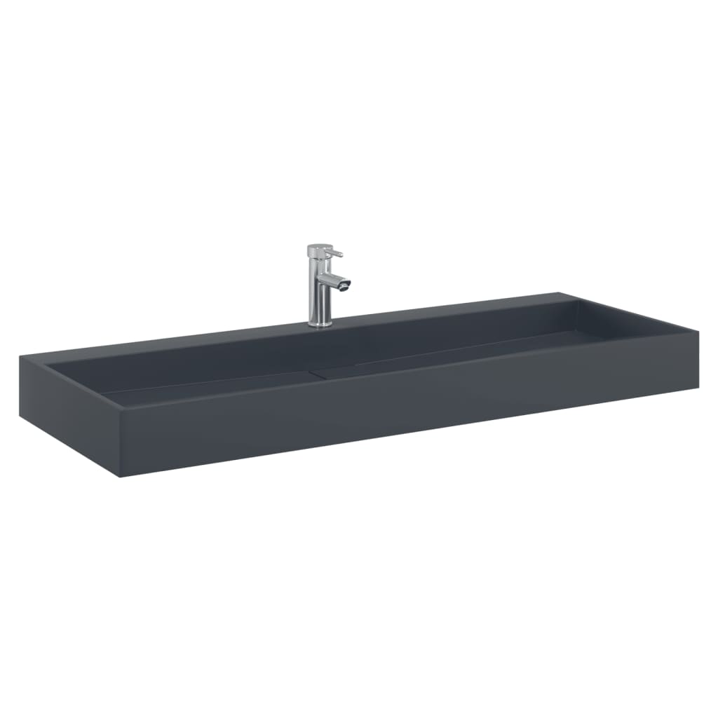 Wastafel 120x46x11 cm mineraal gegoten/marmer gegoten antraciet is nu te koop bij PeponiXL, paradijselijk wonen!