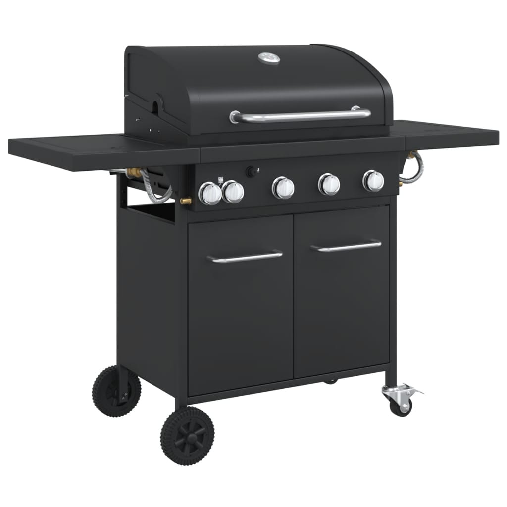 Gasbarbecue met 5 branders gepoedercoat staal zwart is nu te koop bij PeponiXL, paradijselijk wonen!
