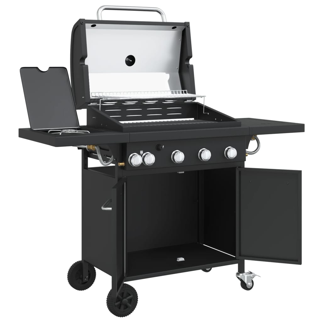 Gasbarbecue met 5 branders gepoedercoat staal zwart is nu te koop bij PeponiXL, paradijselijk wonen!