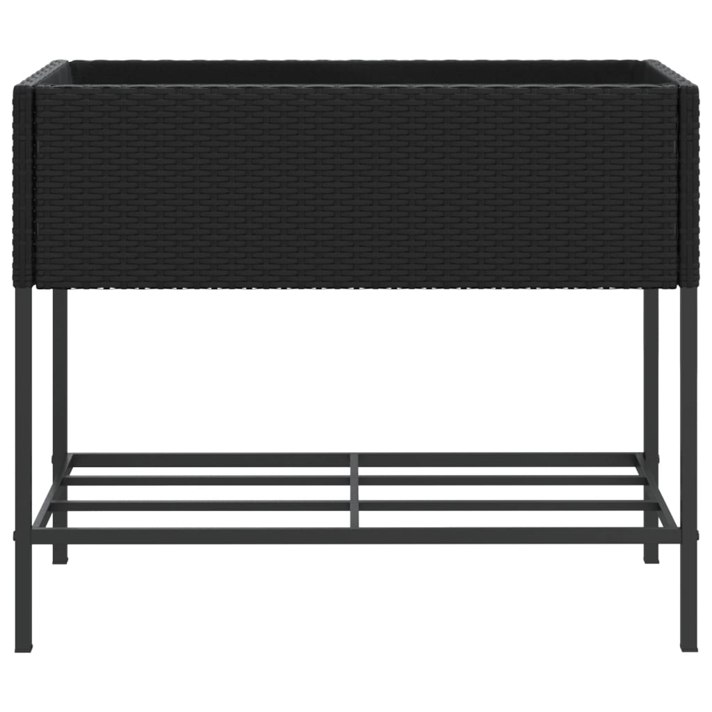 Plantenbak met schap poly rattan zwart is nu te koop bij PeponiXL, paradijselijk wonen!