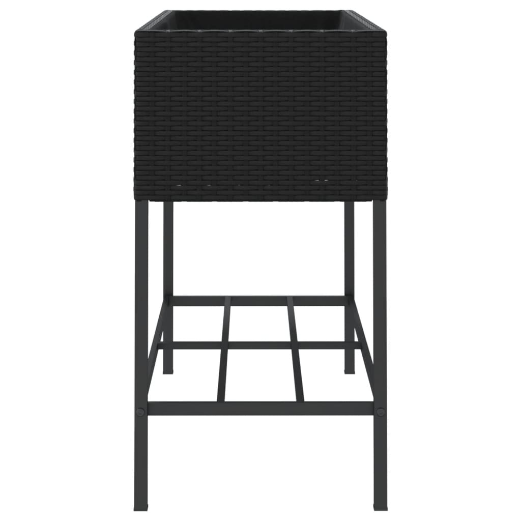 Plantenbak met schap poly rattan zwart is nu te koop bij PeponiXL, paradijselijk wonen!