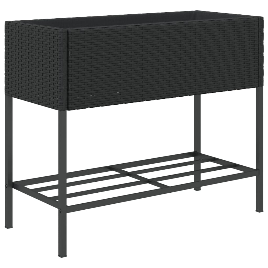 Plantenbak met schap poly rattan zwart is nu te koop bij PeponiXL, paradijselijk wonen!