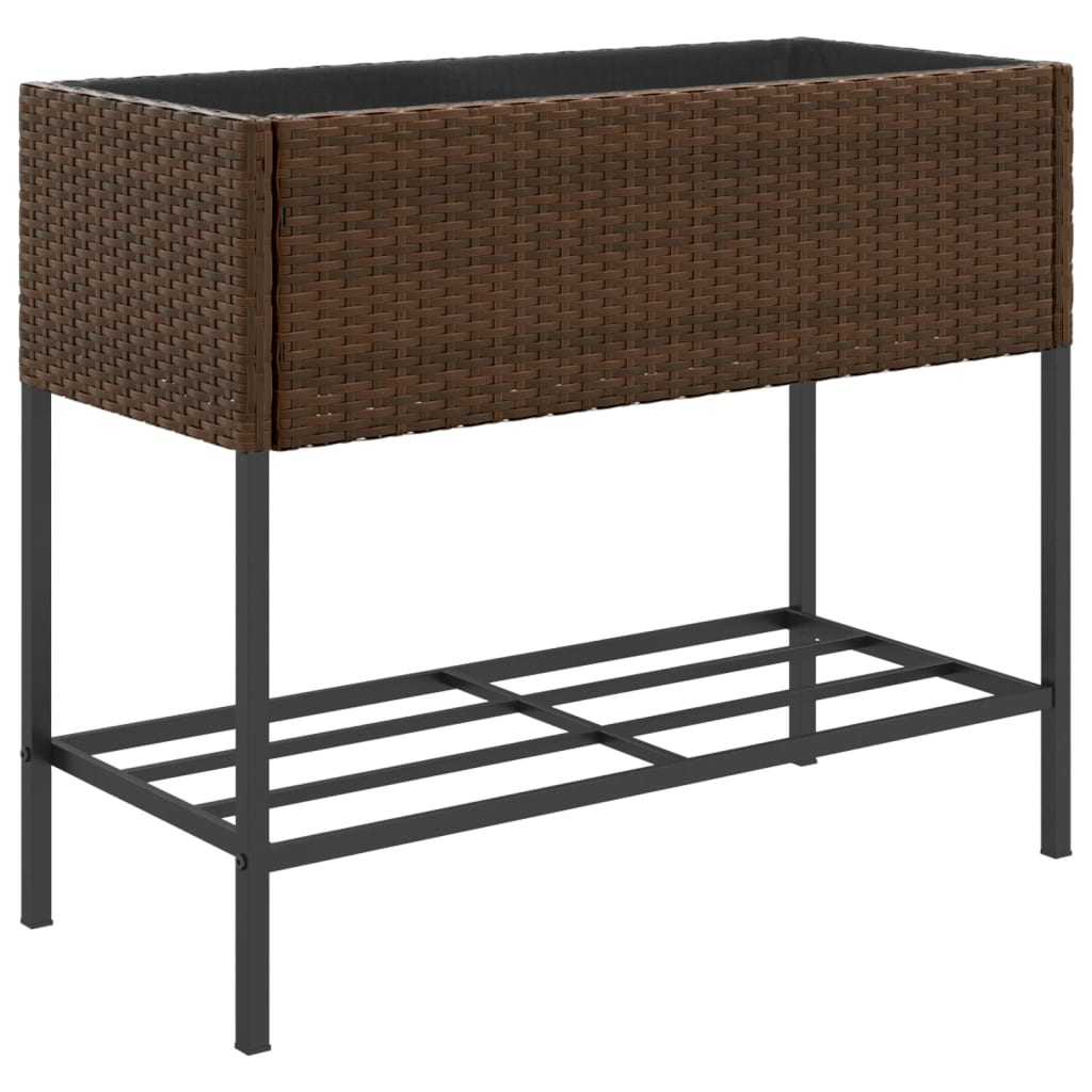 Plantenbak met schap poly rattan bruin is nu te koop bij PeponiXL, paradijselijk wonen!
