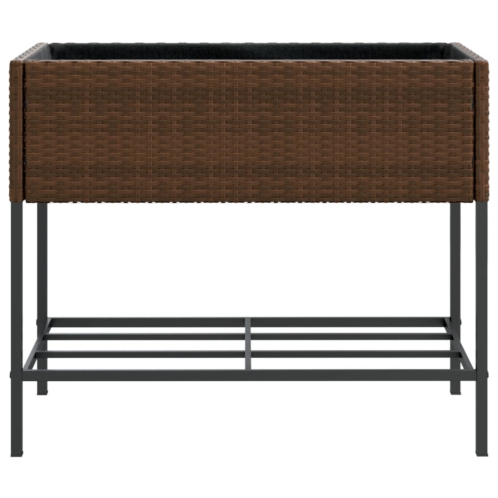 Plantenbak met schap poly rattan bruin is nu te koop bij PeponiXL, paradijselijk wonen!