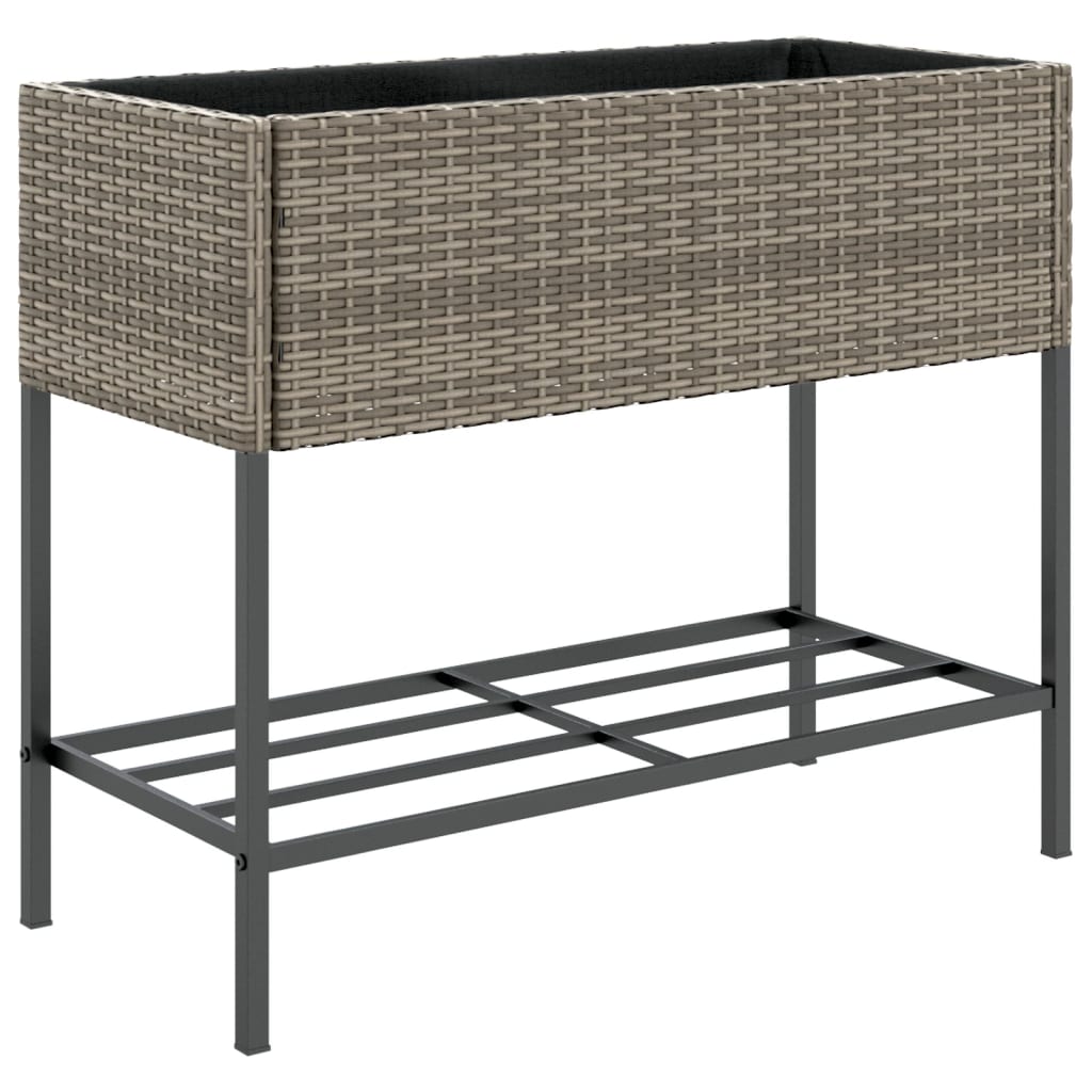 Plantenbak met schap poly rattan grijs is nu te koop bij PeponiXL, paradijselijk wonen!