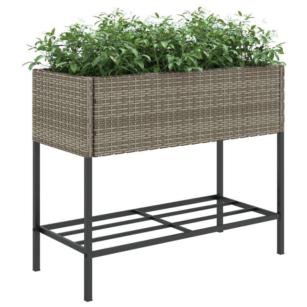 Plantenbak met schap poly rattan grijs is nu te koop bij PeponiXL, paradijselijk wonen!