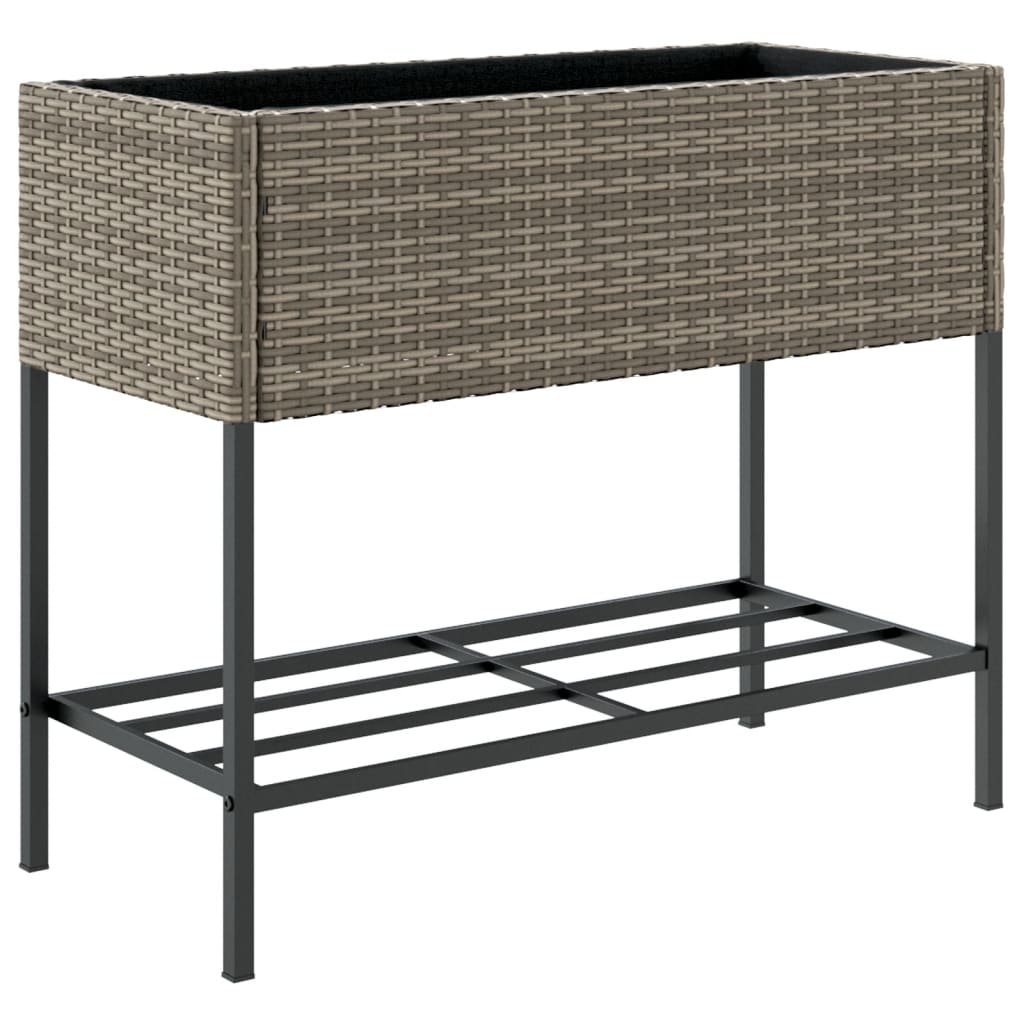 Plantenbak met schap poly rattan grijs is nu te koop bij PeponiXL, paradijselijk wonen!