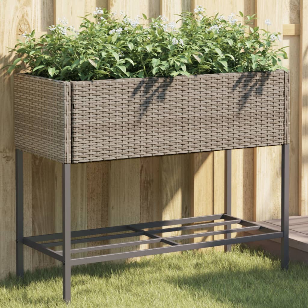 Plantenbak met schap poly rattan grijs is nu te koop bij PeponiXL, paradijselijk wonen!