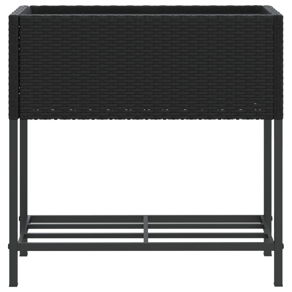 Plantenbak met schap poly rattan zwart is nu te koop bij PeponiXL, paradijselijk wonen!