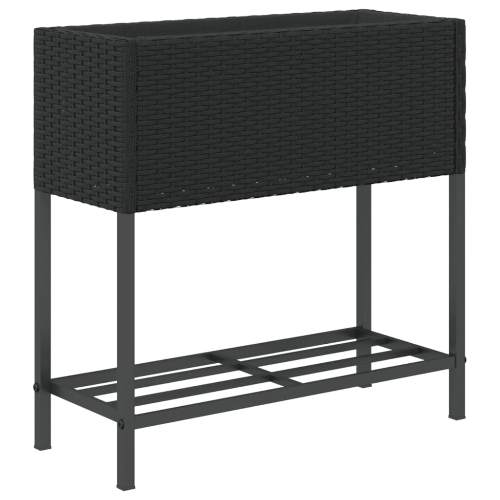 Plantenbak met schap poly rattan zwart is nu te koop bij PeponiXL, paradijselijk wonen!