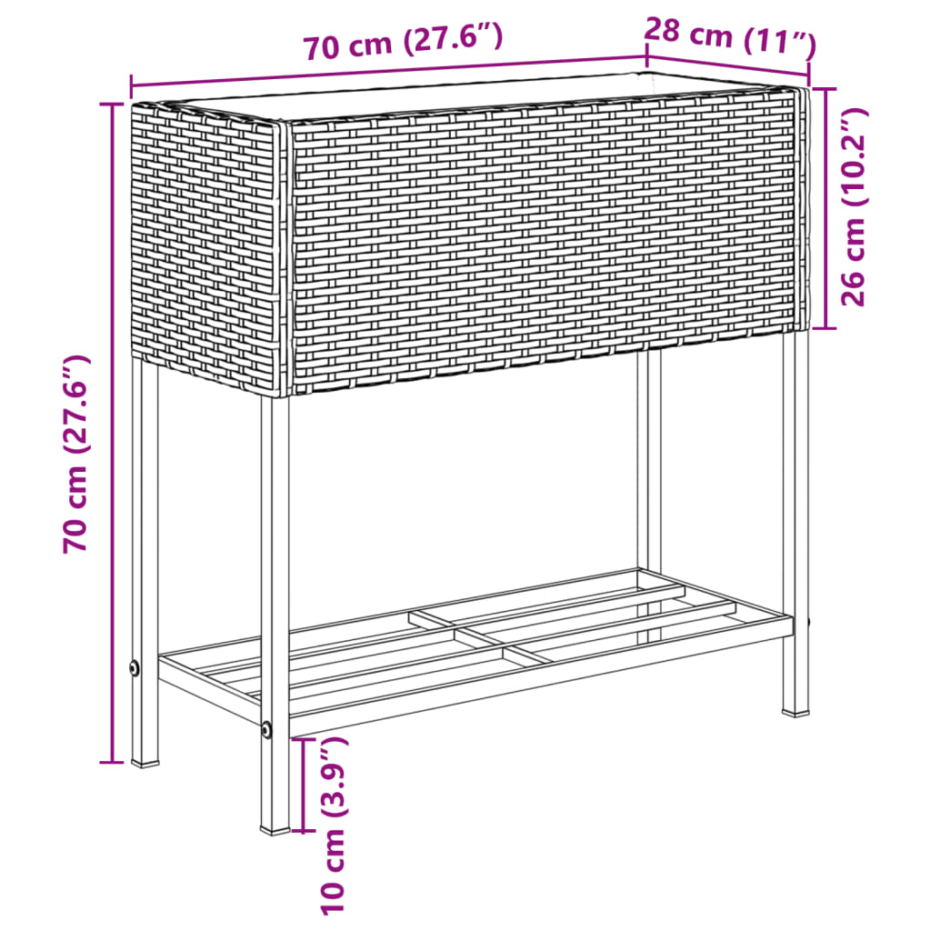 Plantenbak met schap poly rattan zwart is nu te koop bij PeponiXL, paradijselijk wonen!