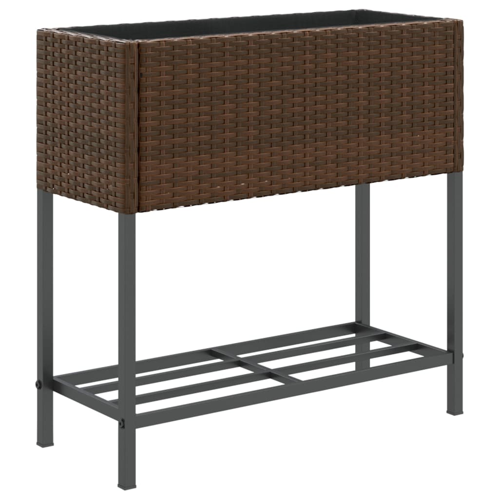 Plantenbak met schap poly rattan bruin is nu te koop bij PeponiXL, paradijselijk wonen!
