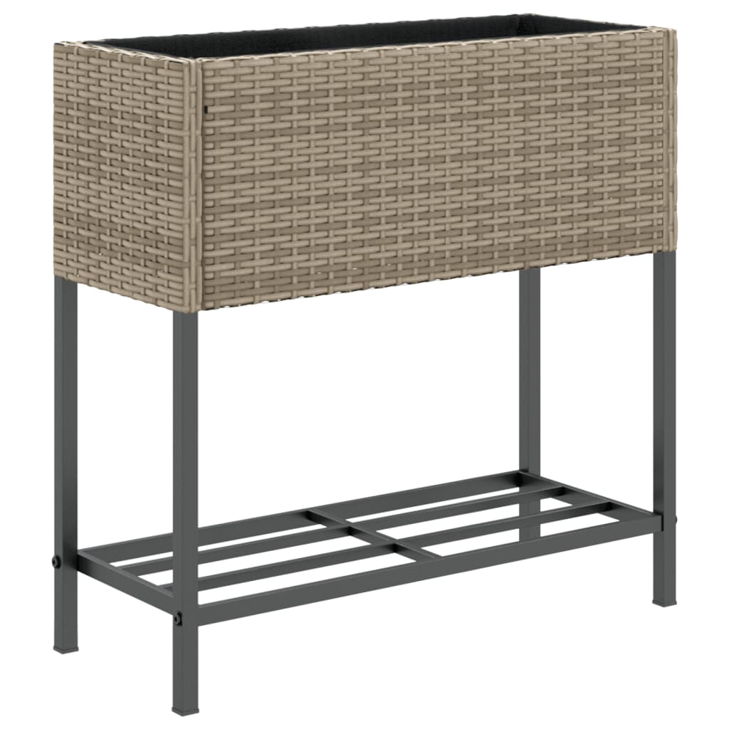 Plantenbak met schap poly rattan grijs is nu te koop bij PeponiXL, paradijselijk wonen!