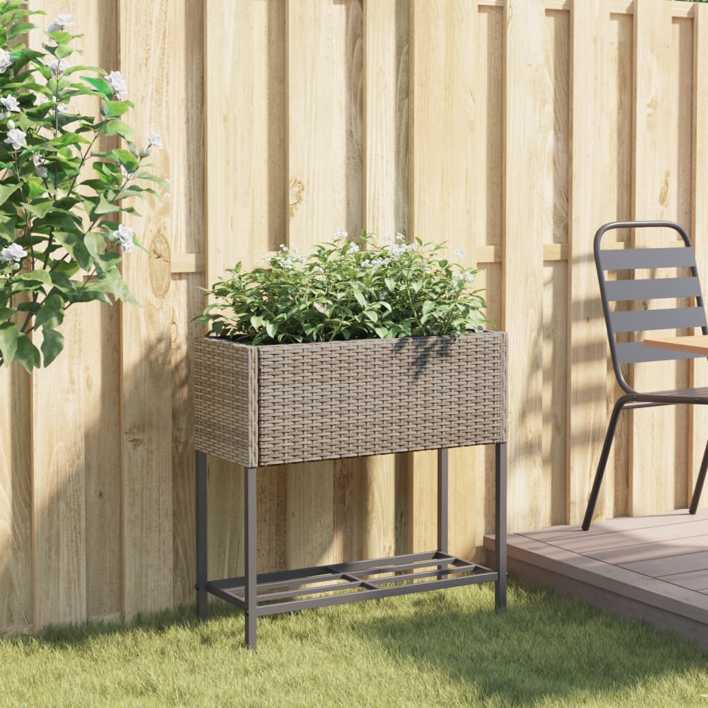 Plantenbak met schap poly rattan grijs is nu te koop bij PeponiXL, paradijselijk wonen!