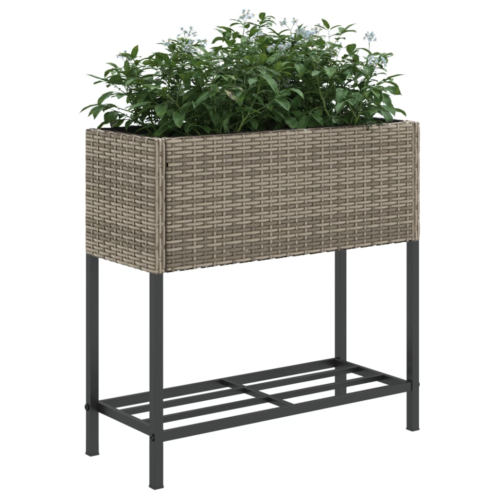 Plantenbak met schap poly rattan grijs is nu te koop bij PeponiXL, paradijselijk wonen!