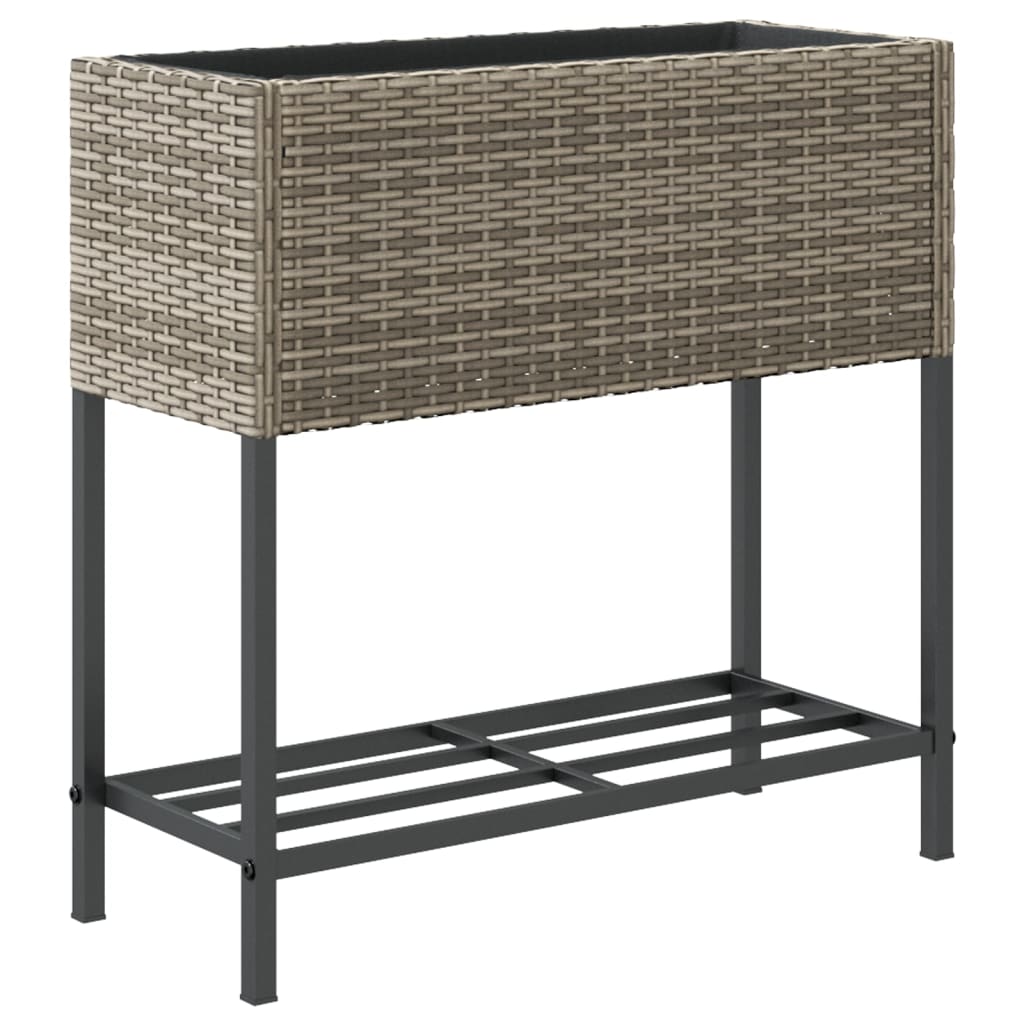 Plantenbak met schap poly rattan grijs is nu te koop bij PeponiXL, paradijselijk wonen!