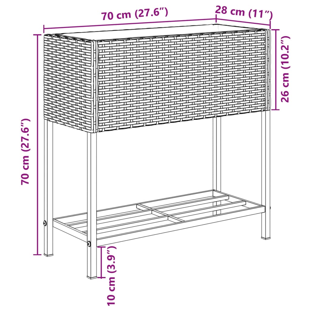 Plantenbak met schap poly rattan grijs is nu te koop bij PeponiXL, paradijselijk wonen!