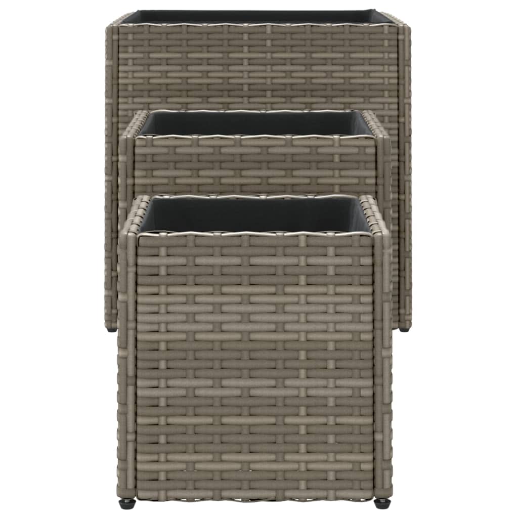 Plantenbakken 3 st poly rattan grijs is nu te koop bij PeponiXL, paradijselijk wonen!