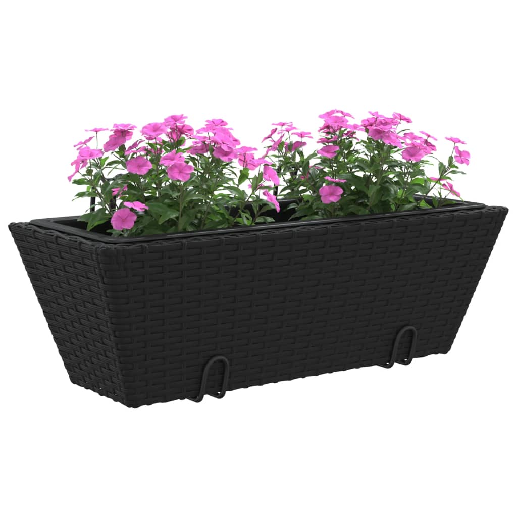 Plantenbakken 2 st met haken poly rattan zwart is nu te koop bij PeponiXL, paradijselijk wonen!