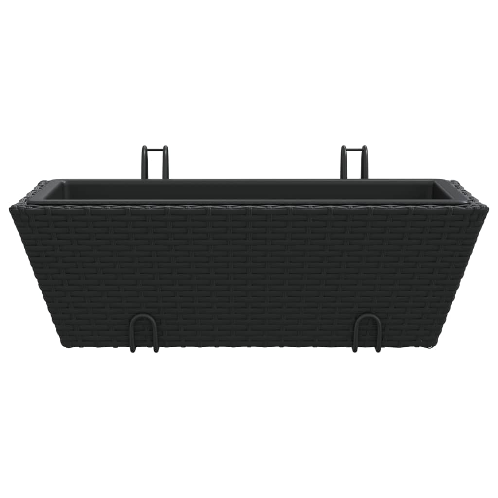 Plantenbakken 2 st met haken poly rattan zwart is nu te koop bij PeponiXL, paradijselijk wonen!